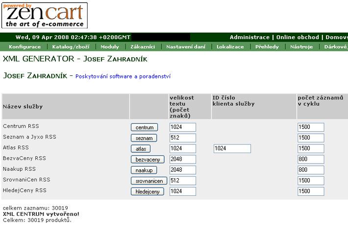 XML Generator 1.2 pro shop ZenCart